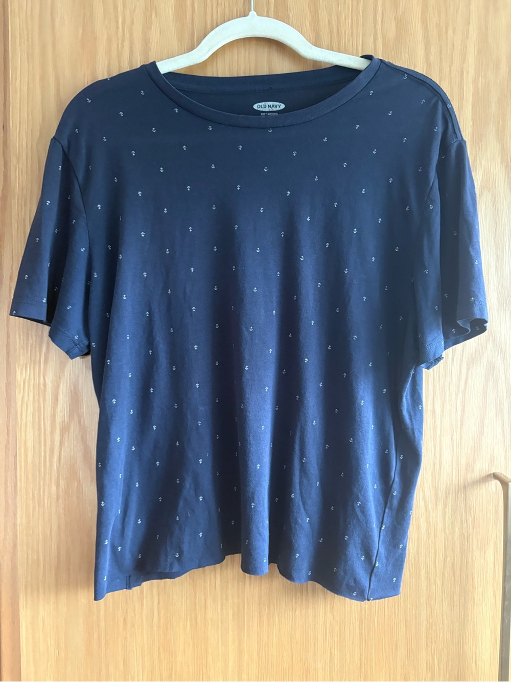 Old Navy Navy Short-Sleeve Tee with Subtle Dot AnchPrint